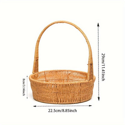 Rattan Wicker Basket | Picnic Gift Flower Fruit Foraging Decor