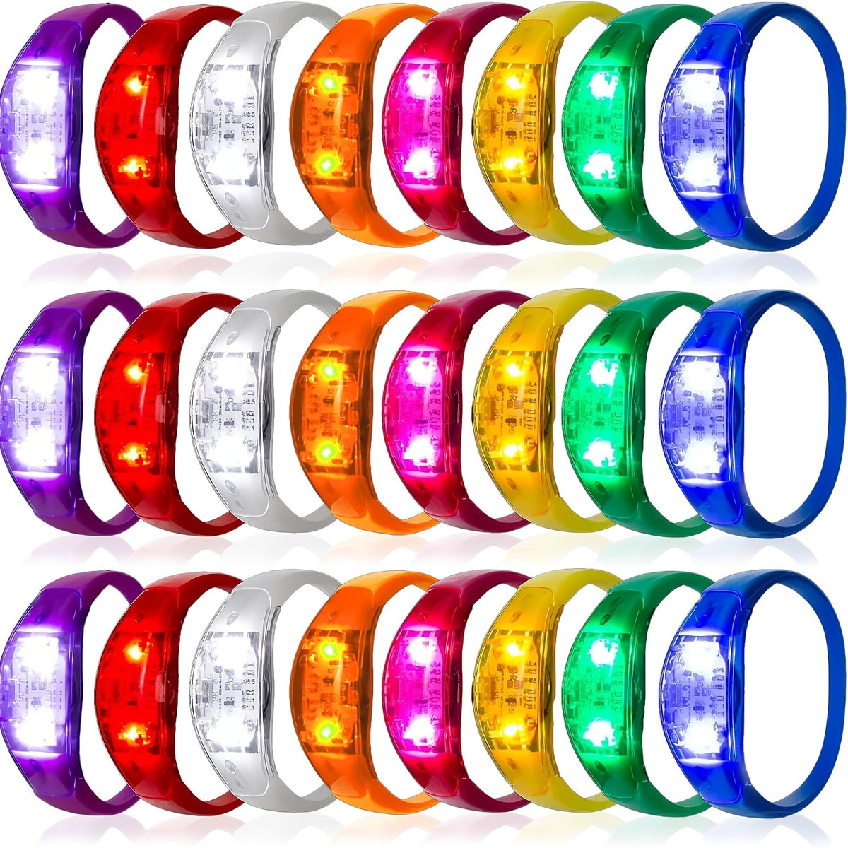 Sound Activated Light Up Bracelets Bulk 20/50 Pcs Glow Wristbands Voice Controlled Flashing LED Bracelet for a Home Lash Beauty Routine