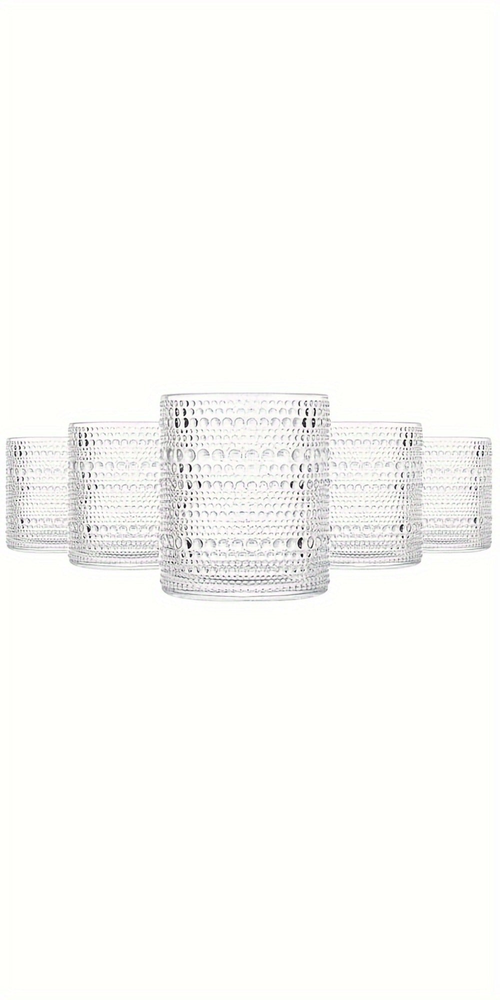 Clear Hobnail Drinking Glasses, Six-Piece 13-Ounce Tumbler Set with Embossed Dot Pattern for Table Settings