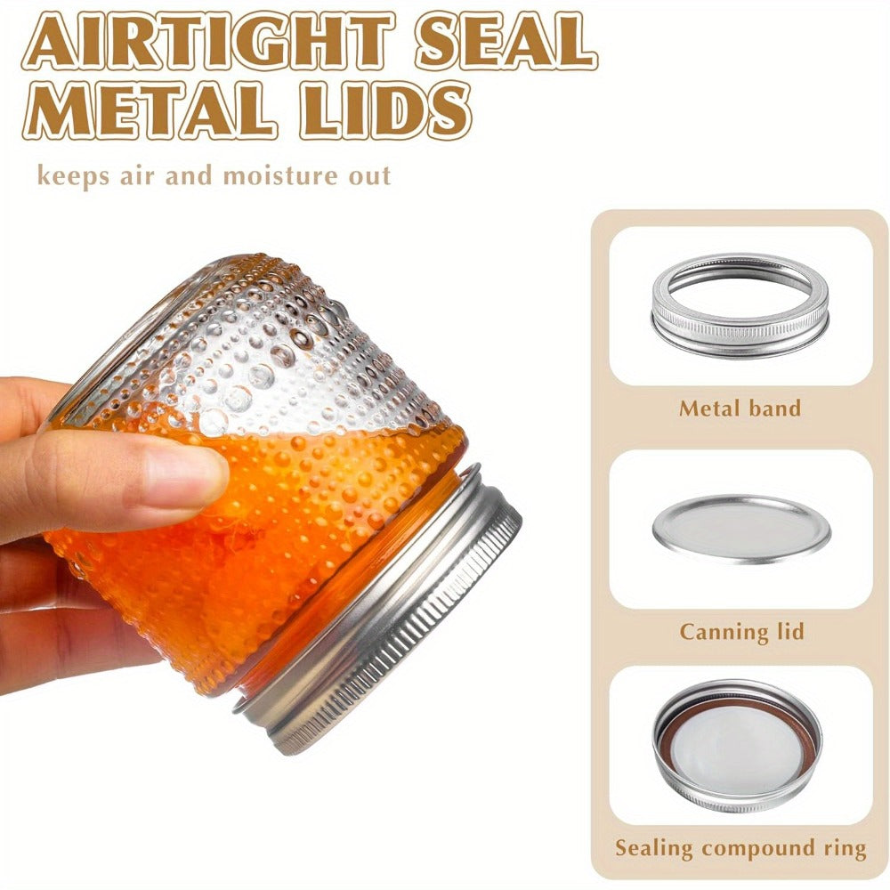 Mason Jars 8oz with Lids 12 Pack, Clear Glass Canning Jars with Silver Metal Lids, Food-Grade for Storing