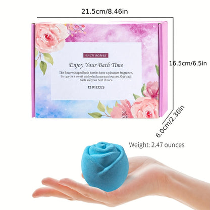 Bath Bombs, 12-Piece Shea Butter and Essential Oil Gift Set with Assorted Round Fizzers and Fragrance Labels