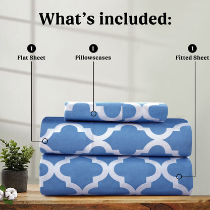 Bed Sheet Set Brushed Polyester in 3- or 4-Piece Configuration with Six Sizes and Eight Colors