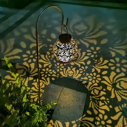 Solar Metal Peony Lantern Outdoor Hanging Light, IP65 Waterproof Floral Decorative Lantern for Garden Patio Tree, Halloween Christmas Party Festive Lighting – Boho Vintage Garden Decor Gift