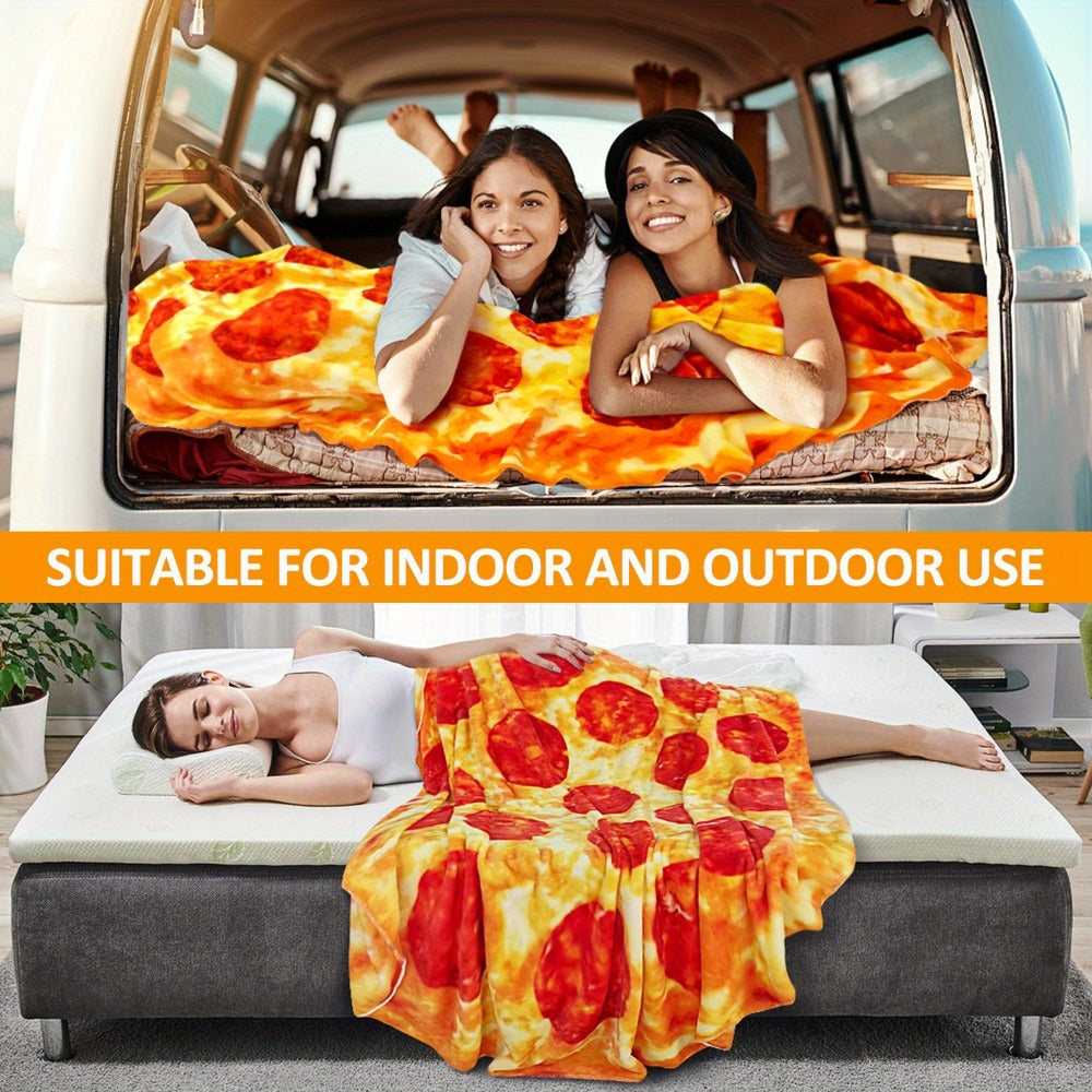 Round Food Print Throw Blanket in Pizza, Donut or Pancakes Designs with 62-, 71- or 80-Inch Diameters