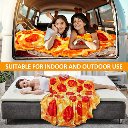 Round Food Print Throw Blanket in Pizza, Donut or Pancakes Designs with 62-, 71- or 80-Inch Diameters