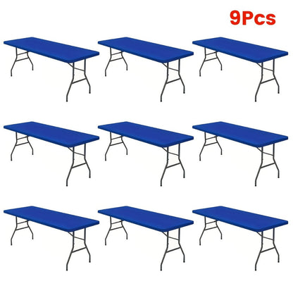 Tablecloth Elastic Cover Set for 6-Foot Rectangle Tables in 3, 6, 9 or 12 Pieces and Three Colors