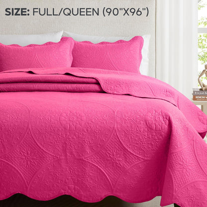 Quilted Bedspread Set 3 Piece – Soft Floral Coverlet with Pillow Shams, Lightweight Breathable Quilt for Bedroom & Guest Room, All Season Bed Cover
