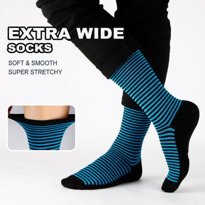 Four-Pair Extra-Wide Crew Sock Set in Mixed Colors with Non-Binding Cuffs and L or XL Size Options