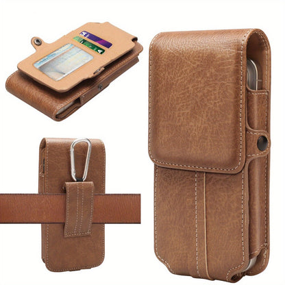 Vertical Belt-Clip Phone Holster with Card Slots for 5.2- to 7.2-Inch Phones in Black or Brown
