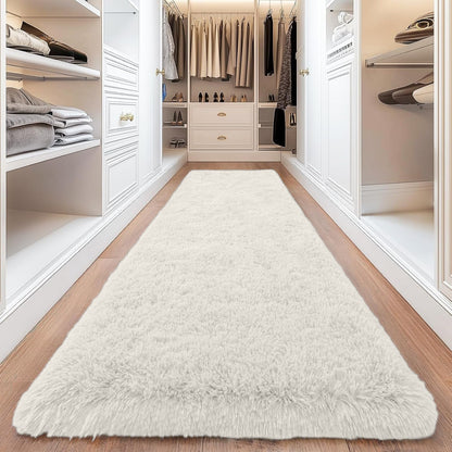 Area Rug, 4x6 Foot Shaggy Faux-Fur Indoor Carpet in Five Solid Colors with Machine-Wash Care
