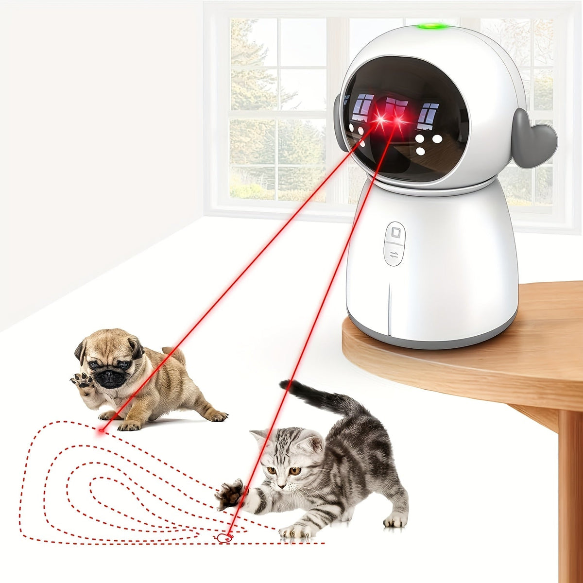 Cat Toy Automatic Dual-Laser Projector with Three Speed Modes, Motion Activation and USB Charging