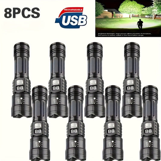 Zoomable Rechargeable Flashlight 800 Lumen High Power LED Torch Adjustable Beam for Camping Fishing Hunting Emergency EDC