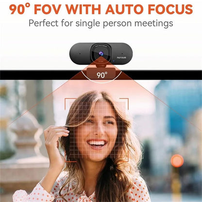 4K Webcam AI Auto Framing True Autofocus with Dual Noise Canceling Mics & 90° FOV – NUROUM V11/V15/V32 Plug and Play USB Camera for Zoom Meetings, Gaming & Home Office, 1080P/2K/4K