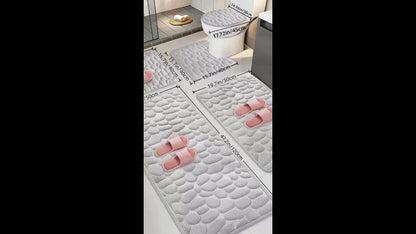 Memory Foam Bathroom Rug Set 5pcs - Non-Slip Absorbent Bath Mat Set for Sink Bathtub Shower Toilet, Machine Washable, Soft Plush Floor Mats