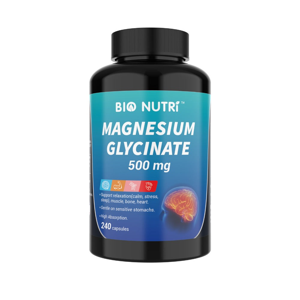 Magnesium Glycinate 500mg Chelated Capsules – Deep Sleep, Stress Relief & Muscle Relaxation Supplement for Women & Men, High Absorption, 240 Capsules 120-Day Supply