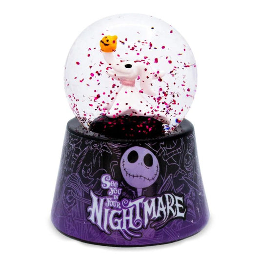 Nightmare Before Christmas Zero Light-Up Snow Globe – Disney Jack Skellington Dog Mini Collectible Snow Globe 3-Inch, LED Light-Up, Battery Included, Halloween Christmas Desk Decor Gift