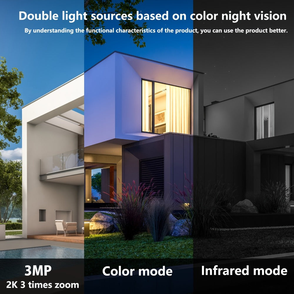 Solar Outdoor Security Camera with Dual-Band 2.4/5GHz WiFi, 5000mAh Battery and Black or White Body