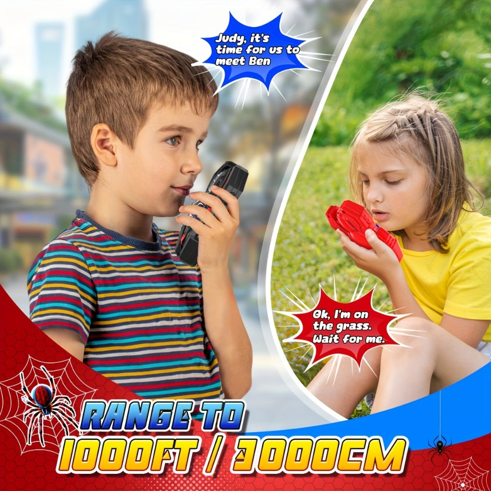 Spider Walkie Talkies for Kids – Long Range Outdoor Toy for Boys & Girls Ages 3-8, Camping Hiking Adventure Gift, 1-Pack & 2-Pack, Red Black & Pink