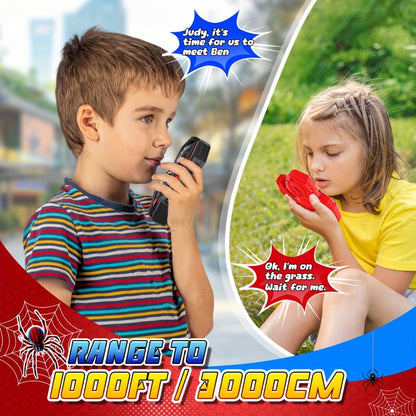 Spider Walkie Talkies for Kids – Long Range Outdoor Toy for Boys & Girls Ages 3-8, Camping Hiking Adventure Gift, 1-Pack & 2-Pack, Red Black & Pink