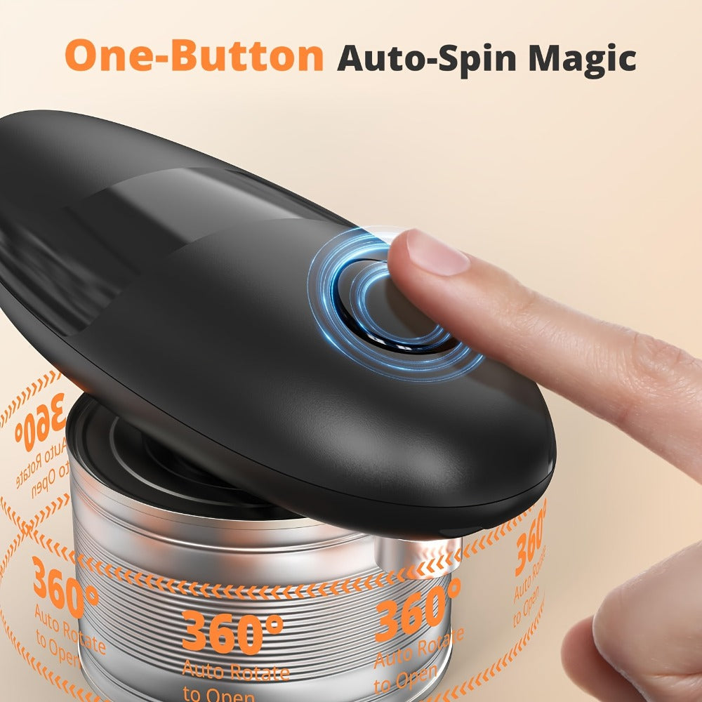 Low-Profile One-Touch Can Opener with Round Start Button in Two Cordless Color Designs, Red or Black