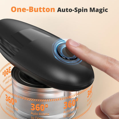 Low-Profile One-Touch Can Opener with Round Start Button in Two Cordless Color Designs, Red or Black