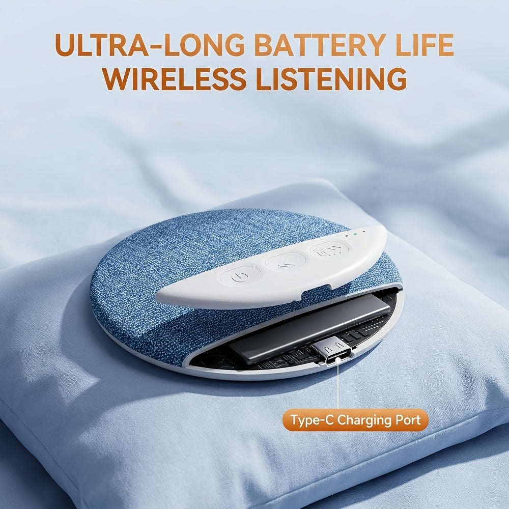 Ultra Slim Under Pillow Sleep Speaker with White Noise, Bluetooth 5.4 Pillow Headphones for Side Sleepers, 30/60 Min Auto Sleep Timer, Lightweight Bone Conduction Sound Design for Sleeping, Insomnia Relief & Relaxation – Blue
