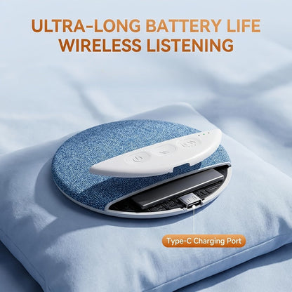 Ultra Slim Under Pillow Sleep Speaker with White Noise, Bluetooth 5.4 Pillow Headphones for Side Sleepers, 30/60 Min Auto Sleep Timer, Lightweight Bone Conduction Sound Design for Sleeping, Insomnia Relief & Relaxation – Blue