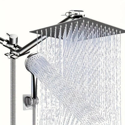 Nine-Setting High-Pressure Shower Head Combo with Handheld Wand, Hose and Adjustable Wall Mount
