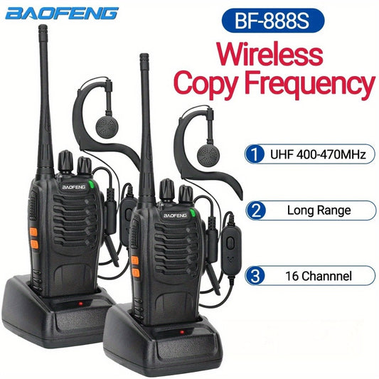 Baofeng BF-888S Walkie Talkie 2-Pack - Long Range UHF Two Way Radio, Wireless Frequency Copy, Portable Ham Radio for Hunting, Hiking, Camping & Emergency
