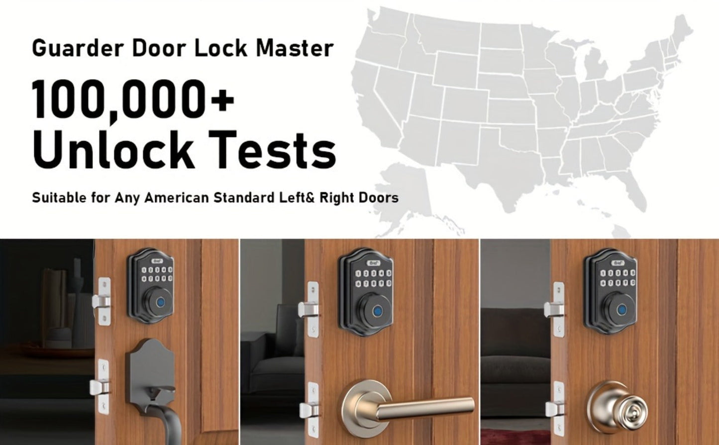 Keypad Deadbolt Lock Fingerprint Keyless Entry – Electronic Door Lock with Code Fingerprint & Key, 300 Users Temporary Code for Front Door Home Office