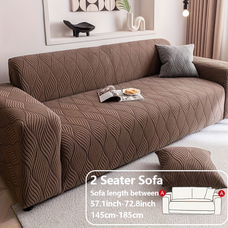Sofa Cover Polar Fleece Modern Jacquard Elastic Slipcover with Anti-Slip Fit for 1 to 4-Seater Sofas