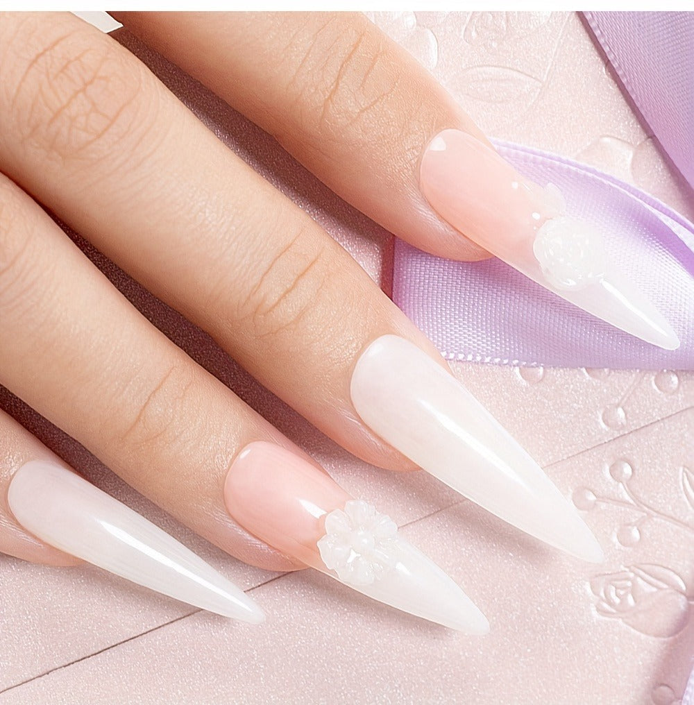 Builder Gel Nail Extension Starter Kit 5pcs Clear Nude Solid — Hard Gel Sculpting Set with Flower Molds & Sculpting Brush for 3D Floral Nail Art, Rhinestone Acrylic Extensions for Women Beginners & Salon
