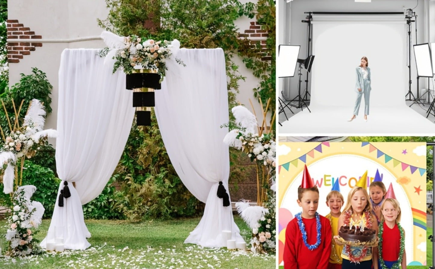 Backdrop Stand Kit 10x10ft Heavy Duty – 2 Adjustable Stands, 4 Crossbars, 4 Clamps & Carry Bag for Photo Studio, Video Shooting, Streaming & Party Decor