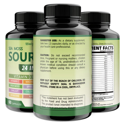 Soursop Capsules Advanced Herbal Supplement with Shilajit, Irish Moss, Berberine & NAD+ – Immunity, Antioxidant & Circulatory Support | Vitamin D3, C & Magnesium | ShopVora UK