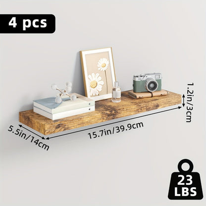Floating Wall Shelf Set with Concealed-Style Brackets, Multiple Finishes and 4- or 6-Piece Options