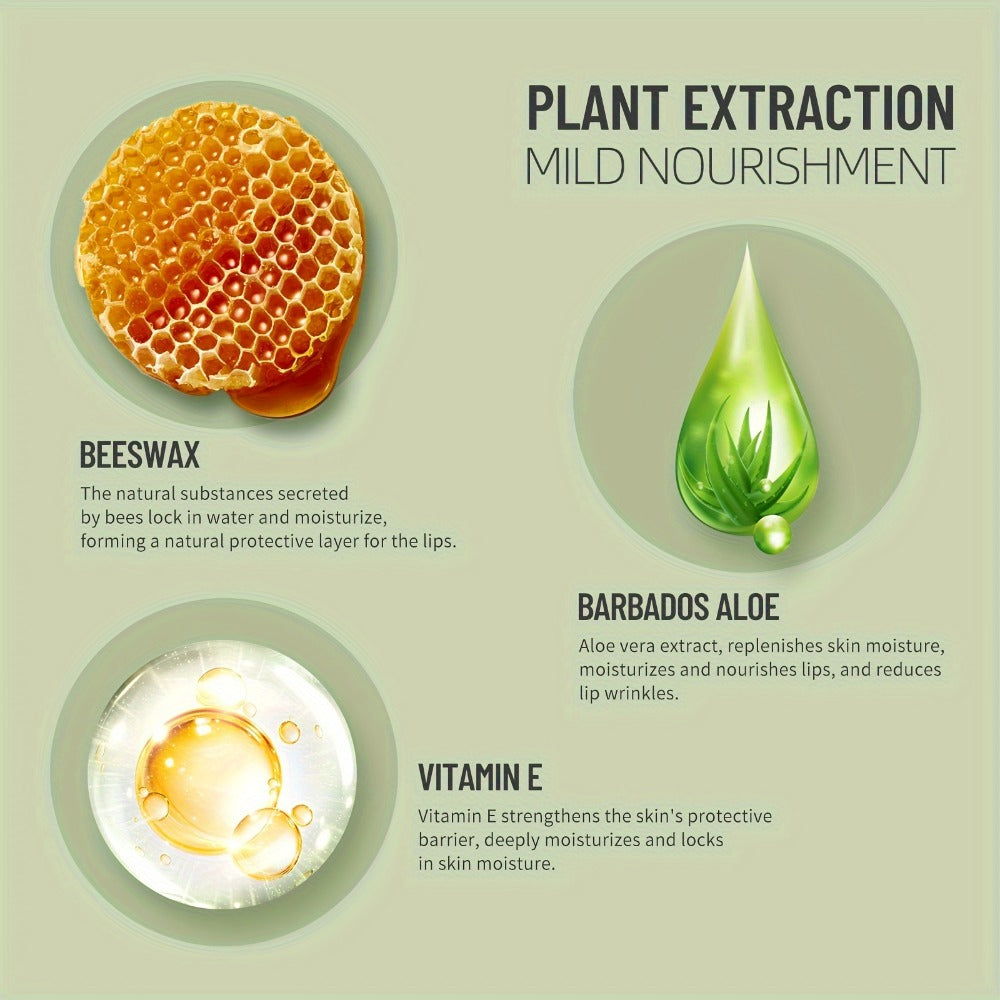 12-Piece Aloe-Themed Lip Balm Stick Set with Color-Changing Finish, Beeswax and Vitamin E Labels