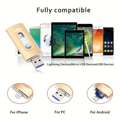 USB Flash Drive, 4-in-1 USB 3.0 Multi-Connector Drive with 128GB or 256GB Capacity and Four Color Options