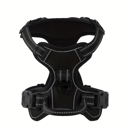 Adjustable Dog Walking Harness in Seven Colors and S–XL with Front Ring, Back Ring and Top Handle