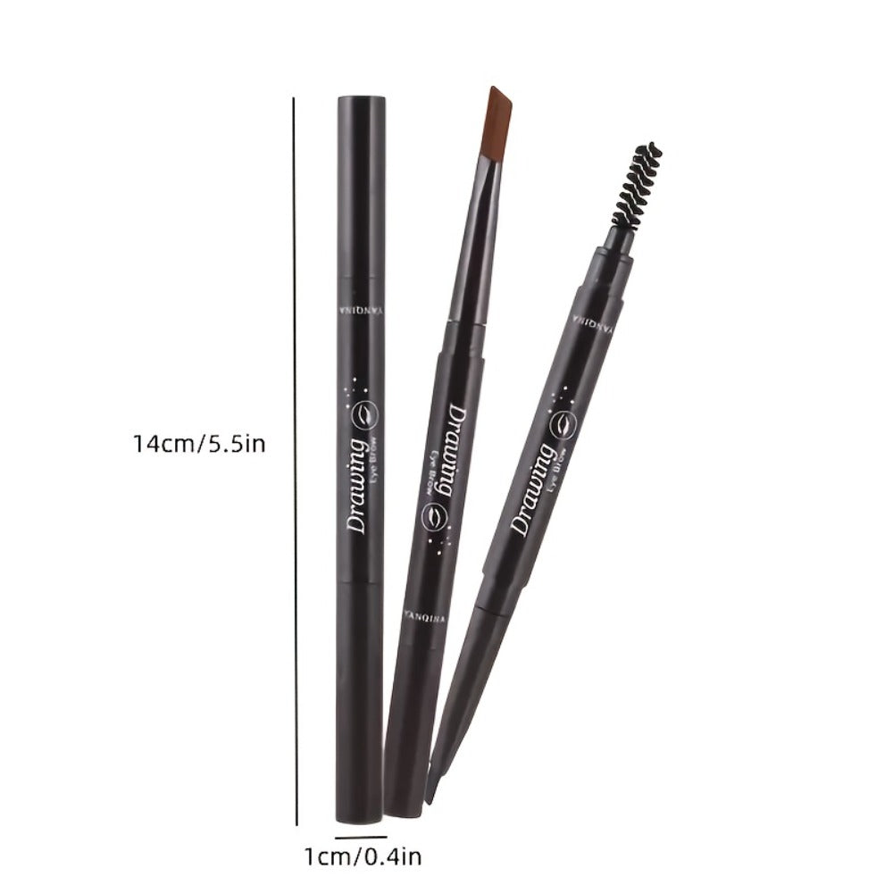 Eyebrow Pencil 12-Pack Double-Ended Waterproof — Automatic Twist-Up Brow Pencil with Spoolie Brush, 4 Natural Shades, Long-Lasting Easy Brow Makeup for Women