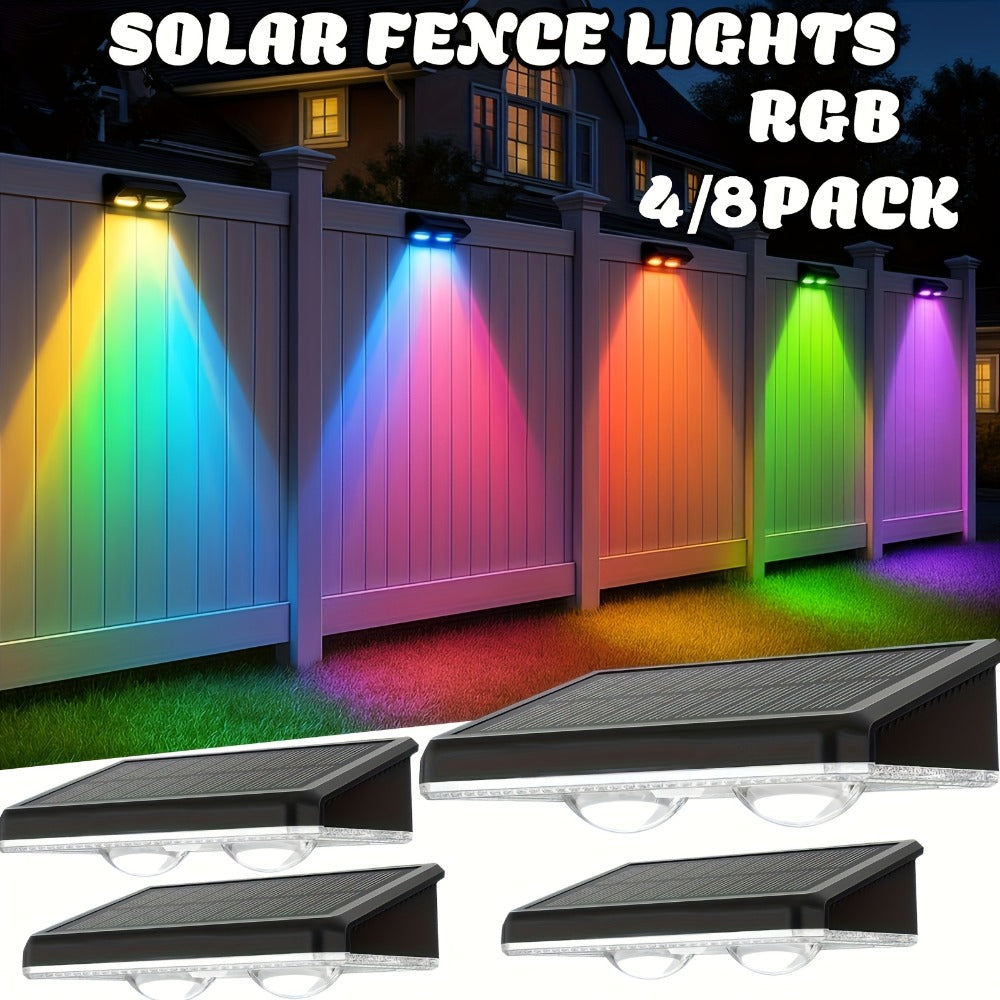 Solar Garden Light Fence Wall Fixtures with 9 Modes, Dusk Sensor and 4 or 8-Pack Options for Outdoor Garden Decor