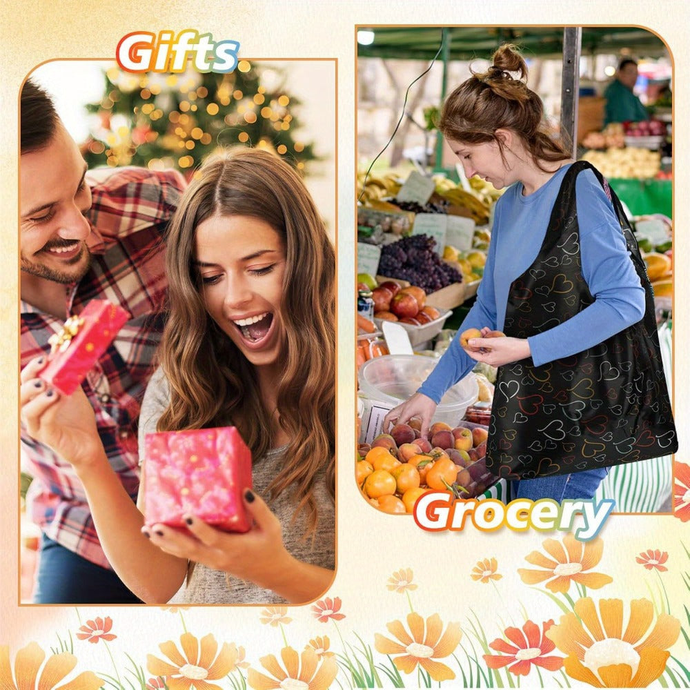 Foldable Reusable Shopping Bag Set with Assorted Printed Designs in 18- or 36-Piece Pack Options