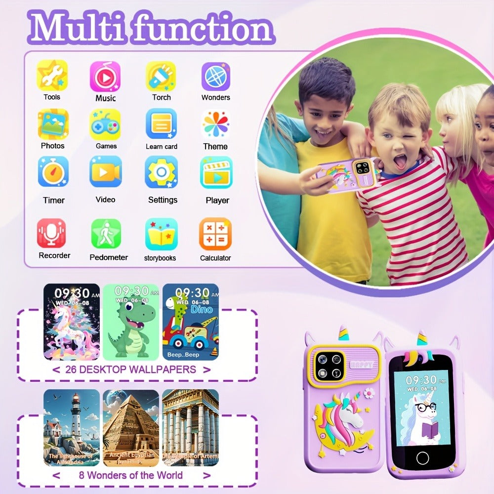 Kids Educational Smartphone Toy with 1080P HD Camera, 20 Mini-Games, Music, Stories & Habit Training – Learning Toy for Boys Girls Ages 3-14, Birthday Christmas Gift