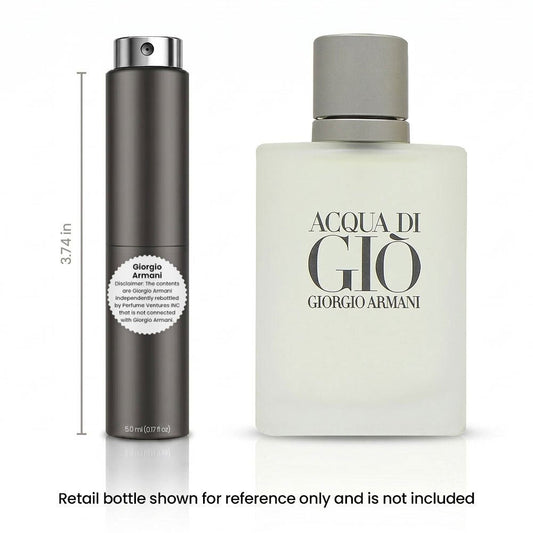 Acqua Di Gio EDT Travel Spray for Men 5ml Portable Atomizer Aquatic Fresh Cologne Bergamot Marine Rosemary Patchouli Mediterranean Scent On-the-Go Gym Office Daily Wear Gift for Him