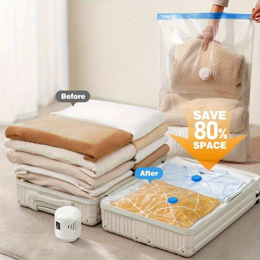 Vacuum Storage Bags 16pcs with Electric Pump – Space Saver Compression Bags for Clothes, Bedding, Pillows, Quilts, Blankets, Travel & Luggage (7 Small, 6 Medium, 3 Large)