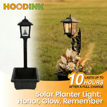 Solar Flower Pot Light Outdoor 2-in-1 Lamp Post Glass Lampshade IP44 Waterproof Wall Mount Lawn Patio Garden Decor 1/2 Pack