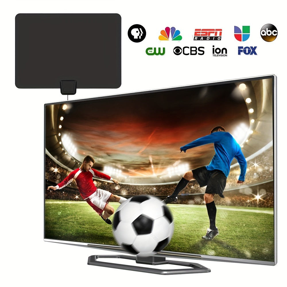 TV Antenna with Flexible Square Panel, 13.3-Foot Coaxial Cable, USB Power Lead and Adhesive Indoor Setup