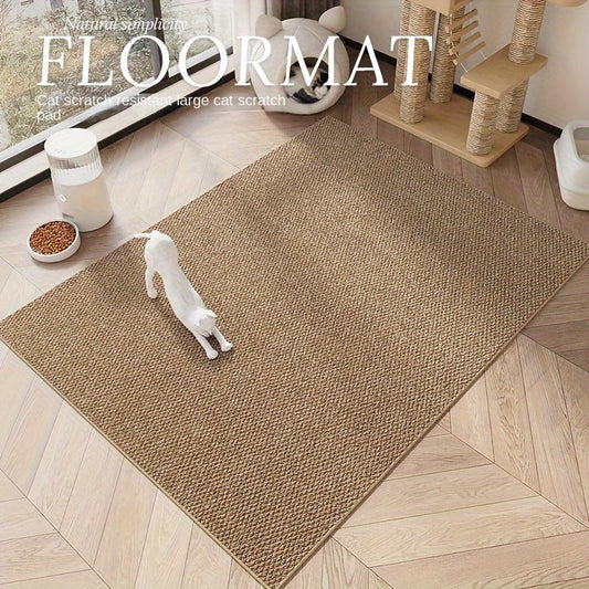 Cat Scratching Mat Natural Seagrass Pet Bed Pad Dog Crate Mat Feeding Mat Pineapple Weave 23x35 Inch Durable Washable Indoor Cat Rug Lounge