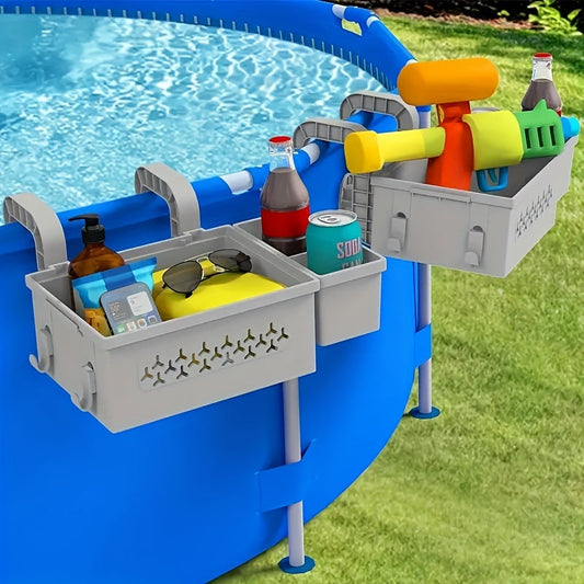 Pool Storage Basket | Hanging Poolside Organizer Towel Toy Beverage
