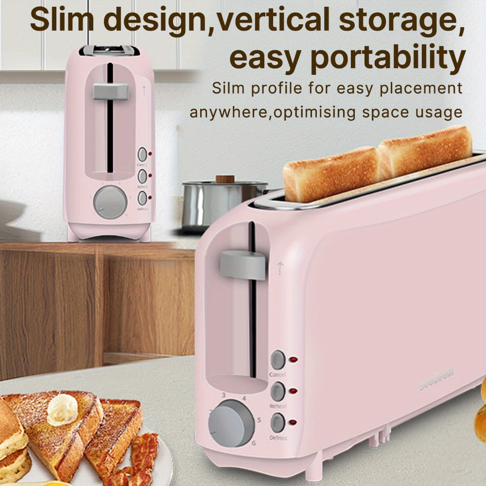 750W Slim Two-Slice Toaster with Six Shade Settings, Reheat, Defrost, Crumb Tray and Six Color Options