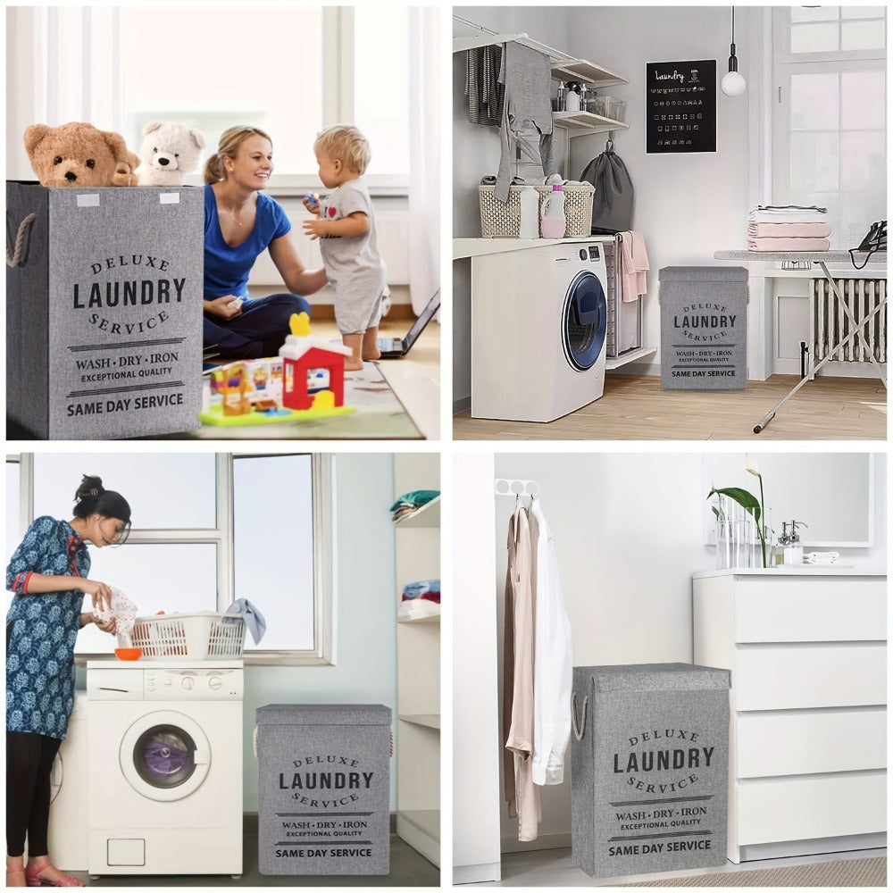 Laundry Hamper Collection in Black or Gray Lidded Styles and One- or Three-Pack Foldable Basket Options